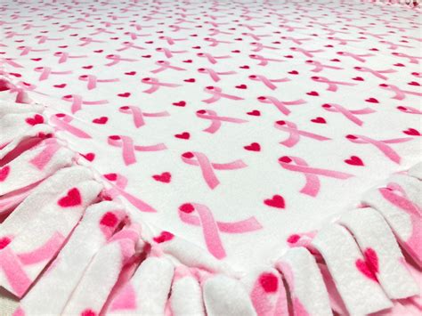 Breast Cancer Awareness Pink Ribbon Fleece Blanket No Sew Etsy