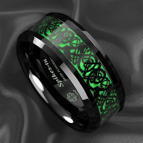 Celtic Dragon Tungsten Rings Black Red Tungsten Rings