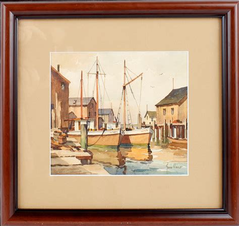 Lot John C Hare New England Harbor Scene