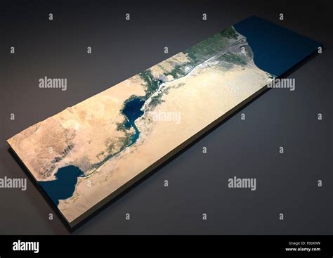 Satellite view of Suez Canal on map section Stock Photo - Alamy