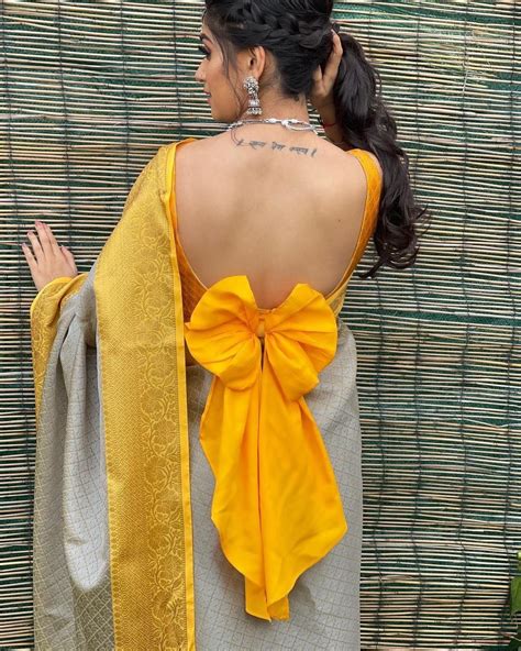 Bow Back Blouse Design For Saree