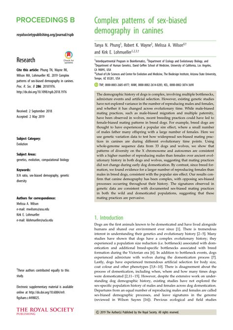 Complex Patterns Of Sex Biased Demography In Canines