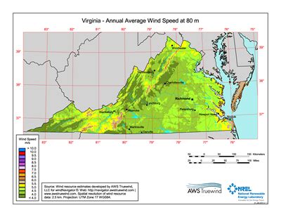 Download Free Virginia 80 Meter Wind Energy Maps & Charts