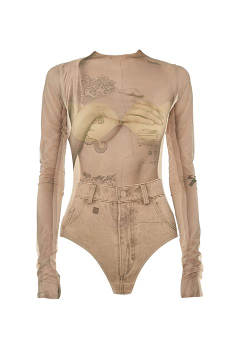 TTSWTRS NUDE MESH BODYSUIT COLLAGE L ARMOIRE