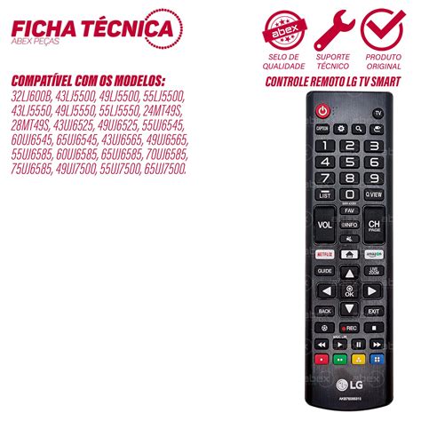 Controle Remoto Smart Para Tv Lg Akb