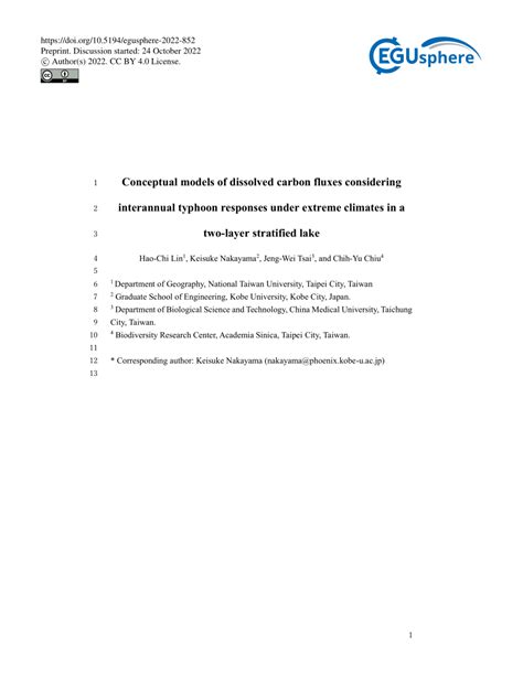 Pdf Conceptual Models Of Dissolved Carbon Fluxes Considering