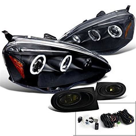 Acura Rsx Black Dual Halo Led Projector Headlights Smoke Fog Lights