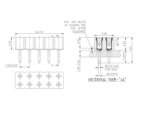 2 54mm Pitch Female Header Double Row Straight Profile 2 9mm P9306