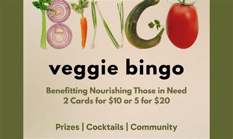 veggie bingo  roberts westside nourishing    biglietti