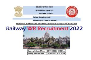 Railway WR Recruitment 2022 Notification Released For Western Railway