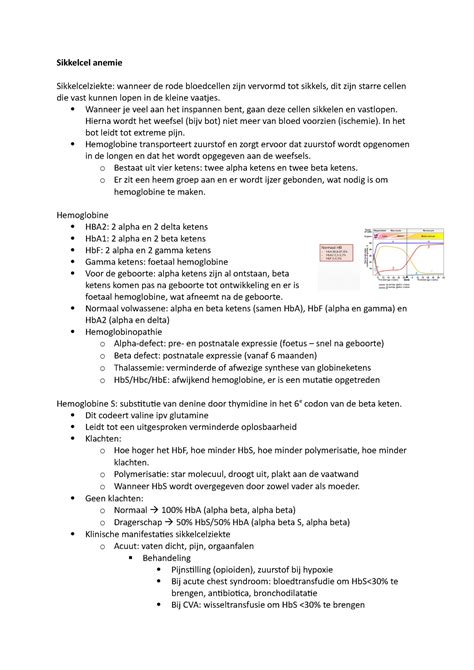 Hematologie En Oncologie Aantekeningen Sikkelcel Anemie