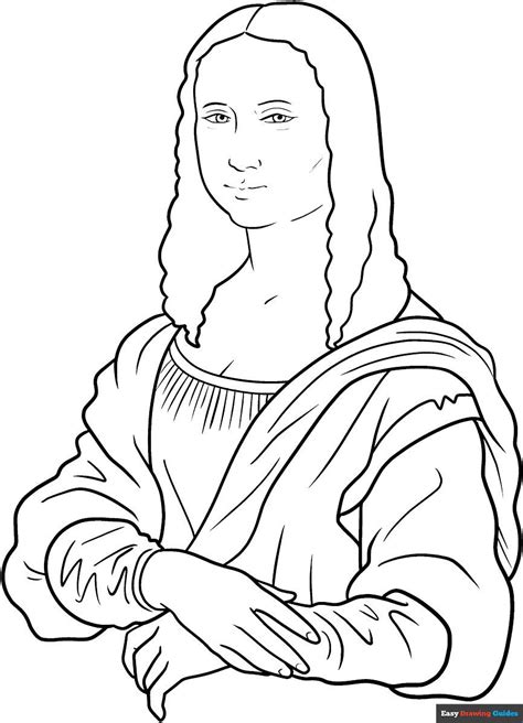 Easy Mona Lisa Coloring Page Easy Drawing Guides In 2024 Easy