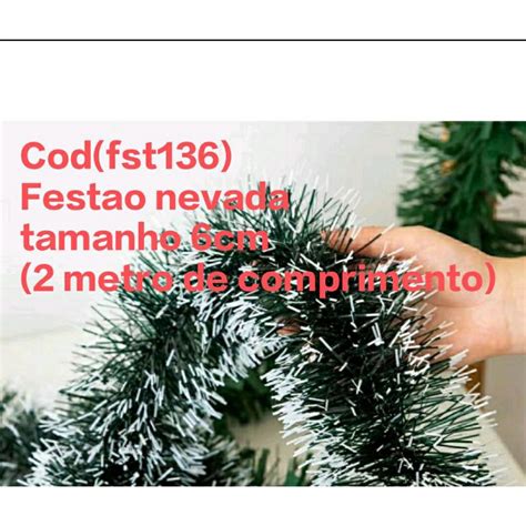 festão de natal 2 metro de comprimento verde escuro fosco opaco nevada