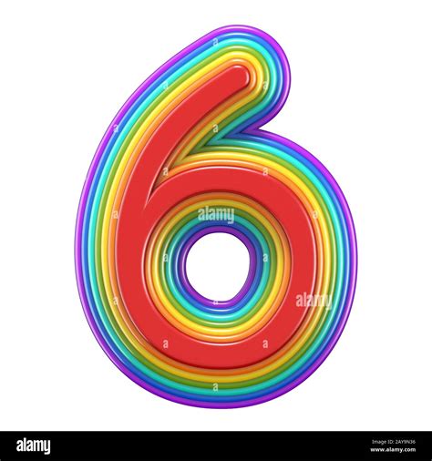 Concentric rainbow number 6 SIX 3D Stock Photo - Alamy