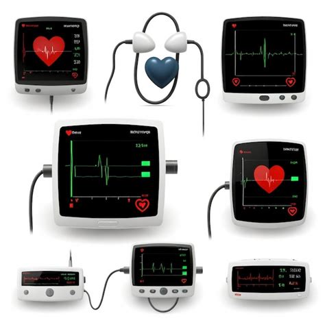 Vector Heartmonitor Definido Fundo Branco Isolado De Alta Qualidade