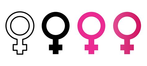 Female Sex Icon Set Feminism Pink Symbol Gender Illustration Girl