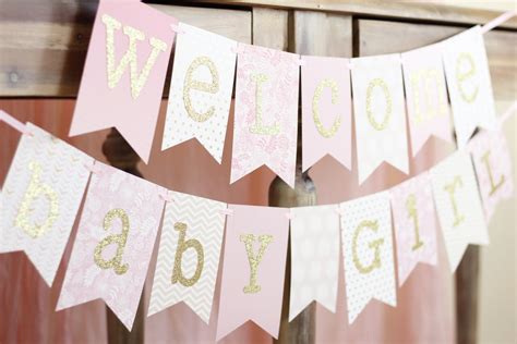 Personalized Baby Shower Banner Pink and Gold Sweet Baby - Etsy