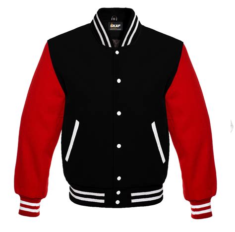 Letterman Varsity Jacket All Wool Black/Red - SKAF IMPEX