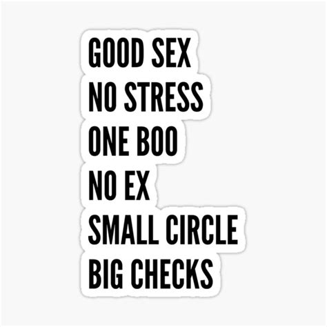 Good Sex No Stress One Boo No Ex Small Circle Big Checks Sticker For Sale By SanjuArts