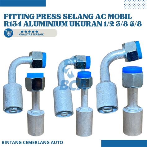 Jual FITTING PRESS SELANG AC MOBIL R134 ALUMINIUM Ukuran 1 2 3 8 5 8