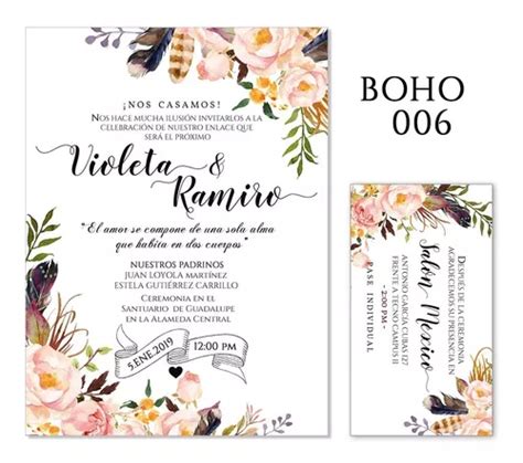 25 Invitaciones Florales Boho Bodas Xv Años Etc en venta en