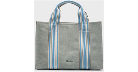 Loro Piana The Suitcase Stripe Small Canvas Tote Bag In Blue Lyst