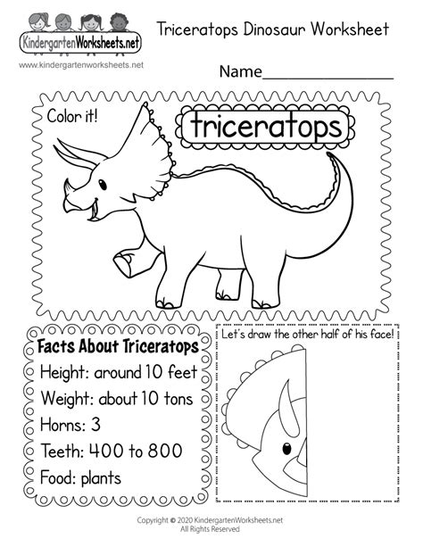 Triceratops Dinosaur Worksheet - Free Printable, Digital, & PDF