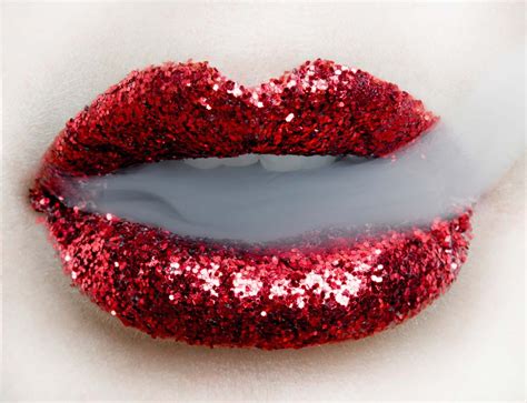 Beautiful Glittery Red Lips With Smoke By Makeup Artist Loni Baur