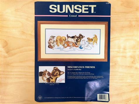 Vintage Dimensions Sunset Crewel Embroidery Kit Mischievous Friends By