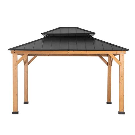 Sunjoy Archwood Ft X Ft Cedar Framed Gazebo With Steel Hardtop