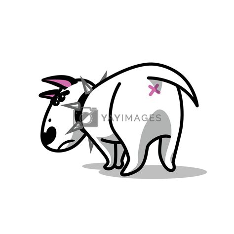 Cute vector cartoon dog. Angry white Bull Terrier. by nutela_pancake Vectors & Illustrations