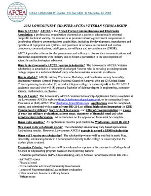 Fillable Online Afcea Lowcountry Scholarship Form Fax Email Print