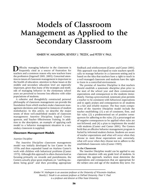 D095 Models Of Classroom Management 36 Ifficulty Managing Behavior In