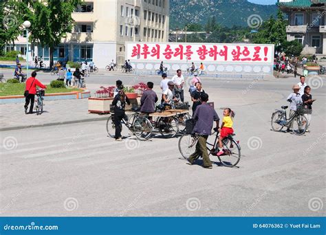 Street View At North Korea Editorial Photography Image Of Bike 64076362