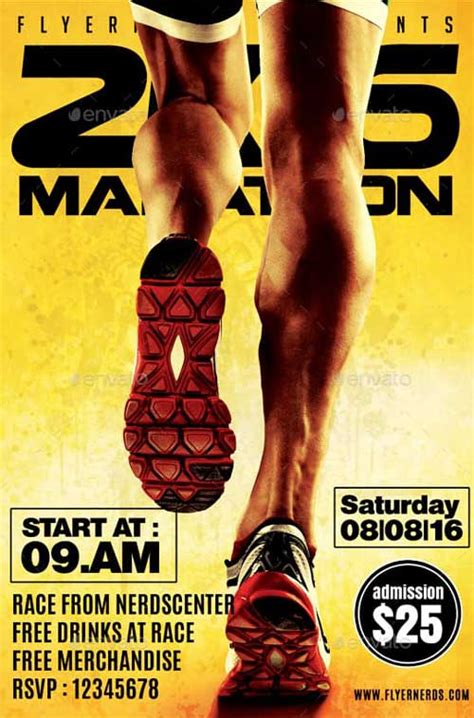 Big Marathon Running Sports Flyer Template Download Flyer Ffflyer