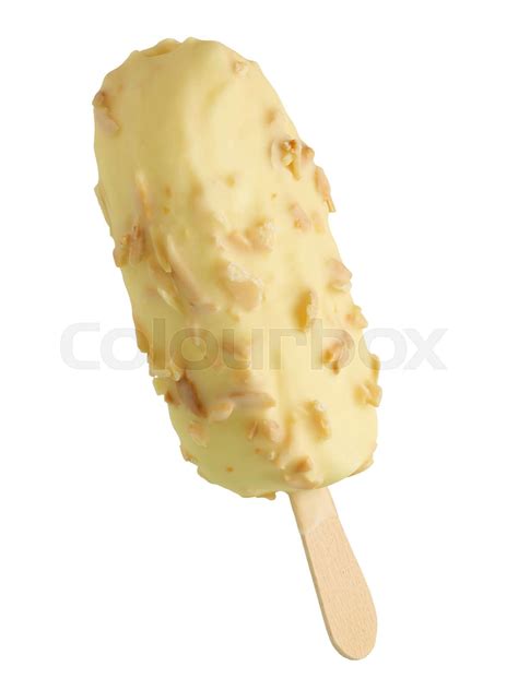 White Chocolate Ice Cream Bar On A Stick Stock Image Colourbox