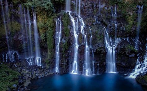 Wallpaper Landscape Forest Waterfall Rock Nature Reflection