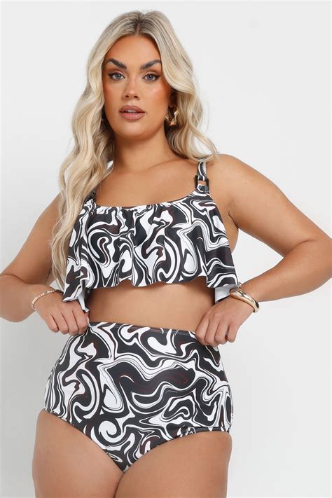 YOURS Plus Size Brown Swirl Print Bikini Bottoms Yours Clothing