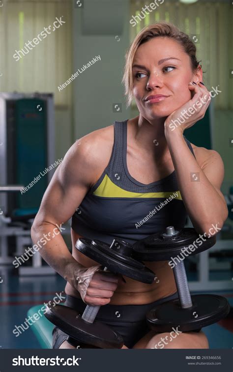 Beautiful Sexy Muscular Blonde Gym Female Stock Photo 269346656 Shutterstock