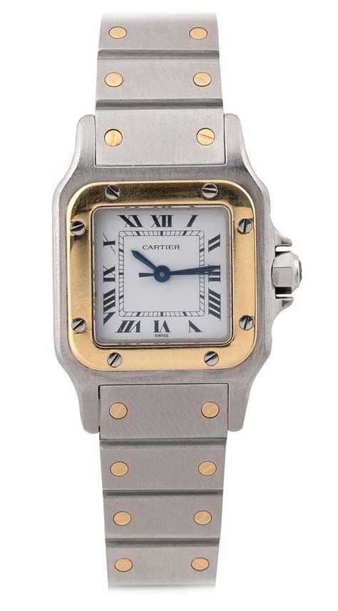 Cartier Santos Ladies Stainless Steel And Gold Automatic Bracelet Watch At 1stdibs