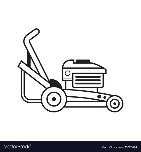 Lawn Mower Grass Cutter Line Art Icon Royalty Free Vector