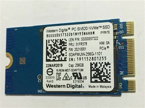 Western Digital PC SN520 NVMe PCIe SSD SDAPMUW-256G-1101 256GB M.2 2242 ...