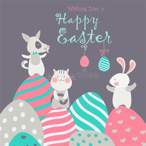 Easter Animals with Easter Eggs Stock Vector - Illustration of card ...