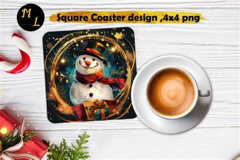 Christmas Snowman Square Coaster Png Graphic By Daryaboska Creative