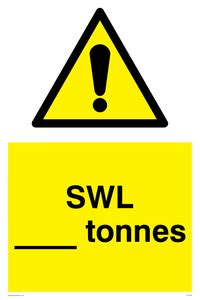 Safe Working Load TONNES From Safety Sign Supplies