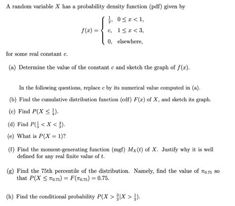 Solved A Random Variable X Has A Probability Density Chegg