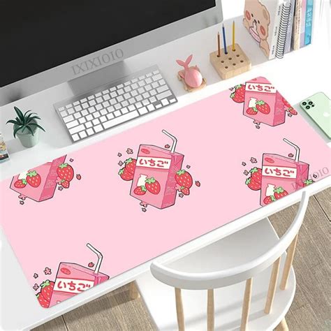 Kawaii Strawberry Milk Mouse Pad GamingComputer MousepadMousePads