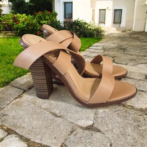 Lulus Nude Strappy Block Heel Sandals Womens Open Depop