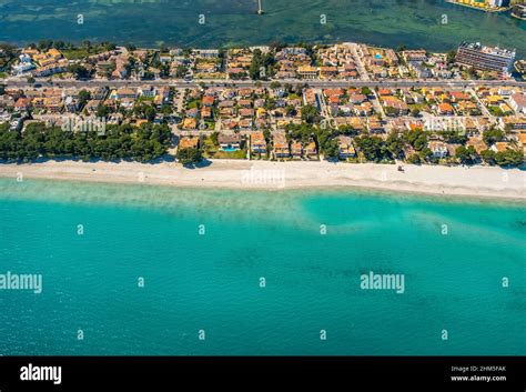 Aerial View Alcudia Turquoise Water On Alcudia Beach Platja D