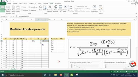 Tutorial Excel Cara Menghitung Korelasi Data Statistik Dengan Metode